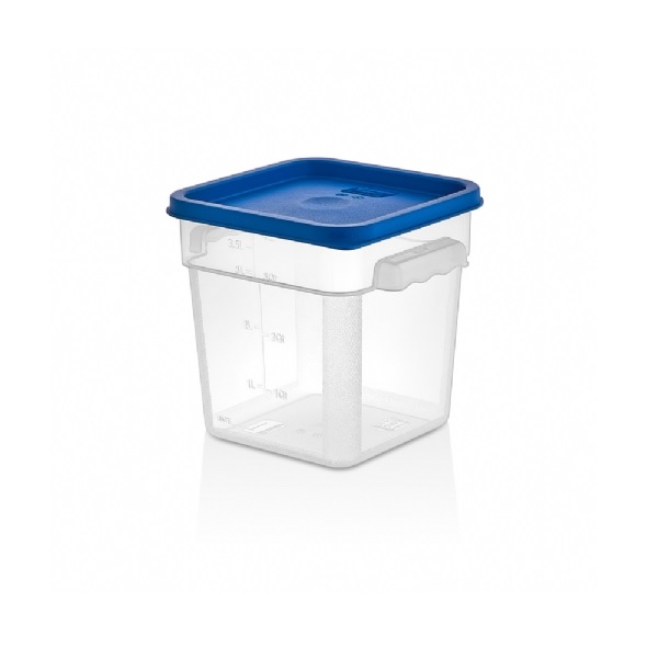 Контейнер для продуктов квадратный  3,8 л. 19*19*18,7 см. с мерной шкалой, прозрачный, п/п, без крышки (крышка 76706, 76707, 76708, 76709) GP /1/12/