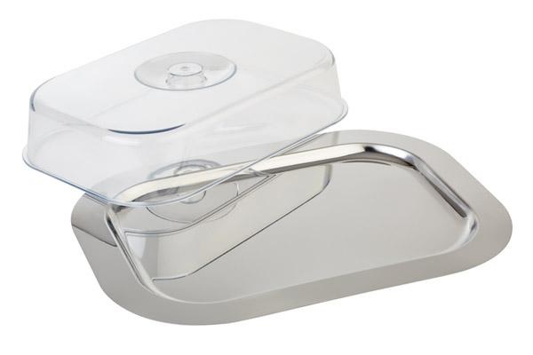 Поднос для подачи 42*31 см. нерж. с крышкой полистирол APS /1/