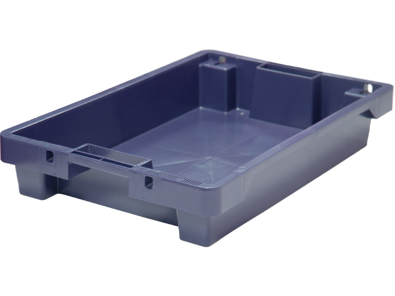 Ящик 600*400*100 мм. для мяса конусный сплошной, синий /1/ 