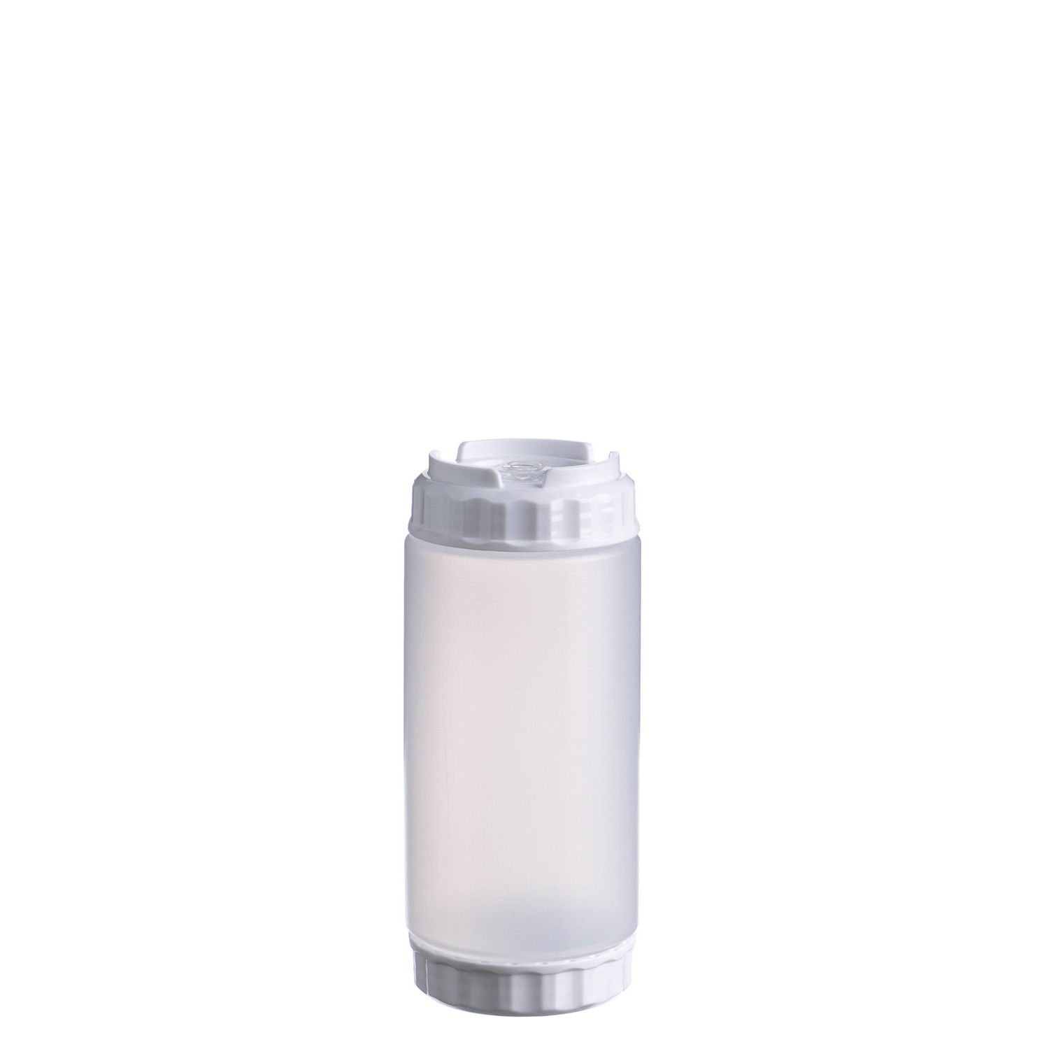 Емкость для соуса  500 мл. d=70 мм. h=166 мм. с 2 крышками, с силик. носик. прозрачная, крышки белые GP /1/96/