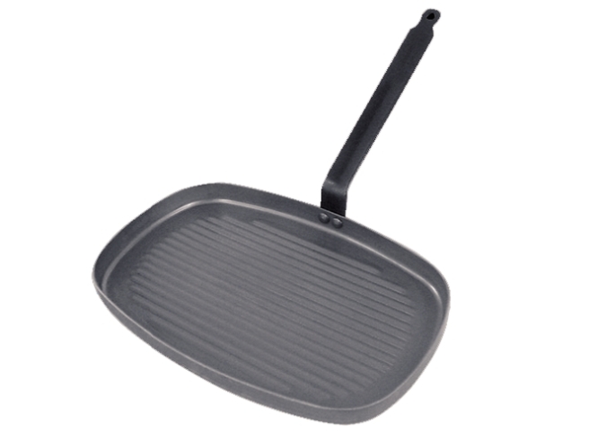 Сковорода-гриль 38*26 см. h=3,2 см. белая сталь (индукция) Carbone SteelDe Buyer /1/3/ АКЦИЯ