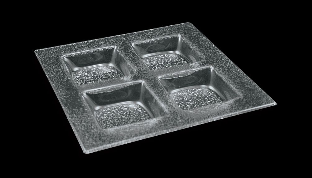 Менажница 4-х секц. 300*300 мм. ячейка 100*100*25 мм.стекло 3D /1/12/ АКЦИЯ