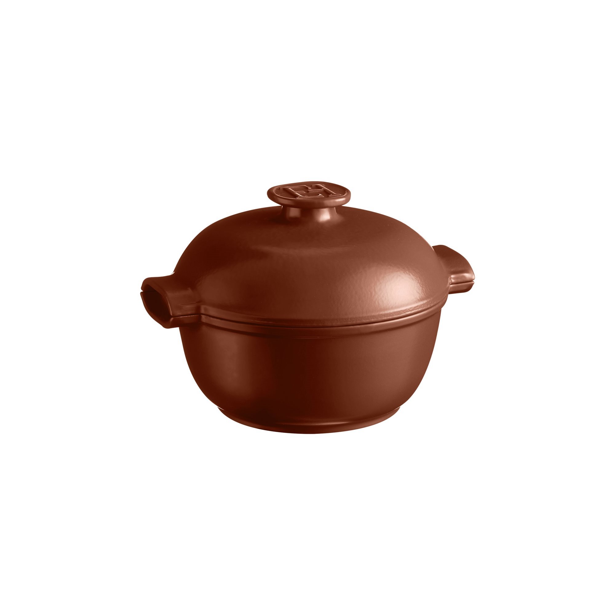 Кастрюля  2,0 л. керам. d=22,5 см. h=18 см. с крышкой (индукция) коричневая Emile Henry /1/