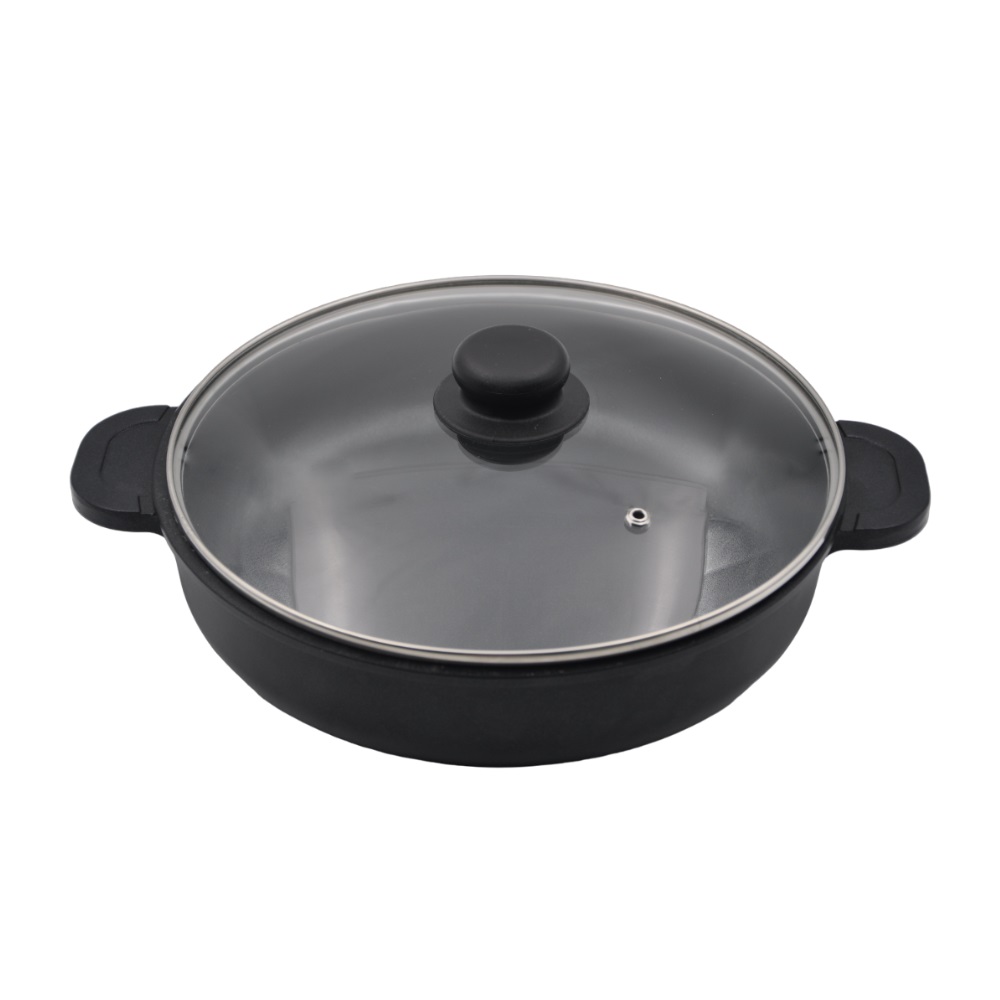 Сковорода d=26 см. h=6,5 см. 2,9 алюм.с антиприг.покрыт.глуб с крышкой с 2 ручками /1/ АКЦИЯ