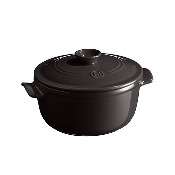 Кастрюля 2,5 л. керам. d=22,0 см. h=15,5 см. с крышкой черная Emile Henry /1/