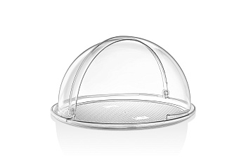 Крышка Roll-Top d=39 см. h=20 см. с ручками, поликарбонат, прозрачная /1/6/