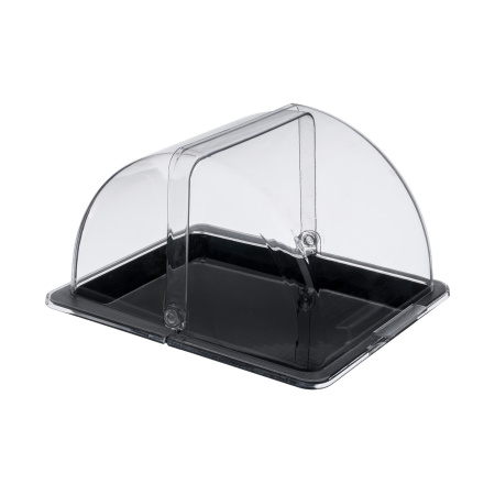 Поднос сервировочный GN 1/2 32,5*26,5 см. поликарбонат, черный, с крышкой Roll-Top GP /1/ ВДОХНОВЕНИЕ