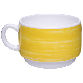 Чашка 190 мл. чайная d=76 мм. h=57 мм. желтый край штабелир. Браш (блюдце 37308) /1/12/48/