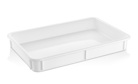 Контейнер для теста 600*400* 75 мм. (-40/+70℃) прямой, сплошной, мороз-кий, белый п/п (крышка 77155) GP /1/12/