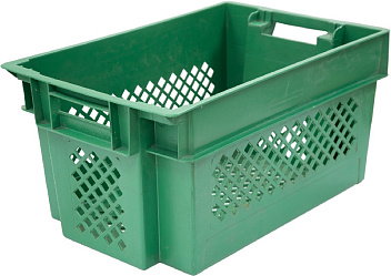 Ящик 600*400*300 мм. для овощей конусный перфорир., зеленый (крышка 73263, 73263) /1/92/