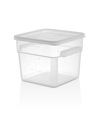 Контейнер для продуктов квадратный  5,7 л. 22*22*19 см. с мерной шкалой, прозрачный, п/п, без крышки (крышка 76712, 76711, 76710, 76713) GP /1/12/