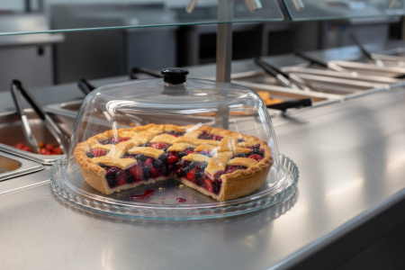 Блюдо для торта d=32 см. стекло, с крышкой поликарб. h=12,5 см. бортик вверх Патисери /1/