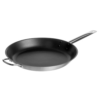 Сковорода d=37 см. h=5 см. 3,8 л. нерж. с 2 ручками с антиприг. покрыт. (индукция) MGsteel /1/