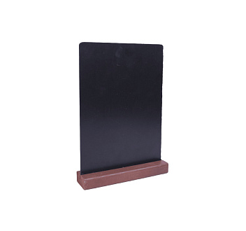 Табличка 150*210 мм. А5 меловая вертикал. тейбл тент, на дерев. подставке коричневая /1/