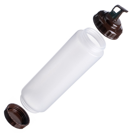 Емкость для соуса 1000 мл. d=75 мм. h=290 мм. c 2 крышками прозрачная, крышки коричневые GP /1/96/