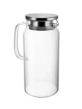 Кувшин 1,2 л. d=135 мм. h=230 мм. с крышкой нерж., Термостекло /1/12/ Кувшин 1,2 л. d=135 мм. h=230 мм. с крышкой нерж., Термостекло /1/12/