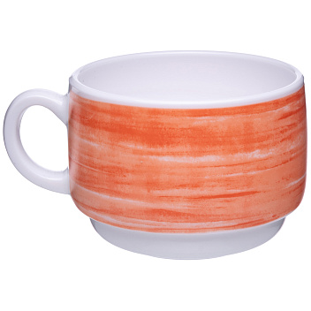 Чашка 190 мл. чайная d=76 мм. h=57 мм. оранж. край штабелир. Браш (блюдце 37301) /1/12/48/ АКЦИЯ