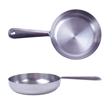 Сковорода порц. d=10 см. h=3 см. 0,25 л. нерж. глубокая с ручкой MGsteel /1/120/