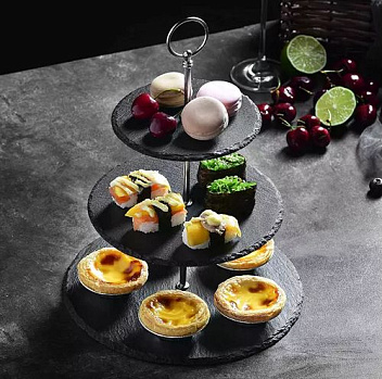 Этажерка 3-х ярусная d=20/25/30 см. h=44 см. черная, сланец MGprof /1/10/ АКЦИЯ Этажерка 3-х ярусная d=20/25/30 см. h=44 см. черная, сланец MGprof /1/10/ АКЦИЯ