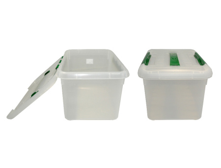 Контейнер для продуктов прямоуг.  8,0 л. 30*23*16,5 см. с ручкой, с зеленым зажимом MGprof /1/25/