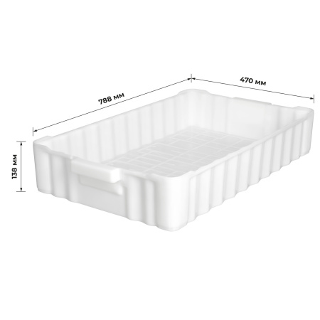 Ящик 788*470*138 мм. для рыбы прямой сплошной, -30°C /+60°C, белый (213) /1/40/